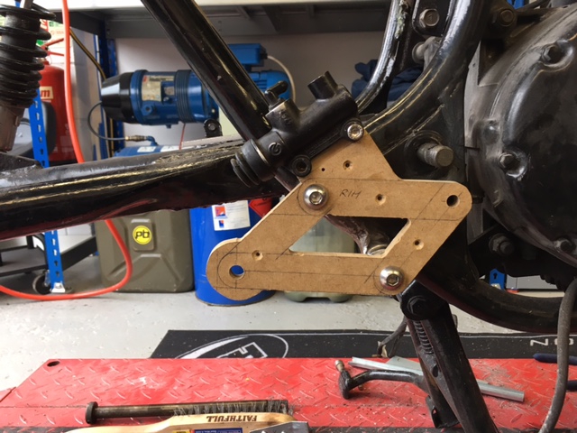 Old school method, usign MDF template to finalise rearset positioning