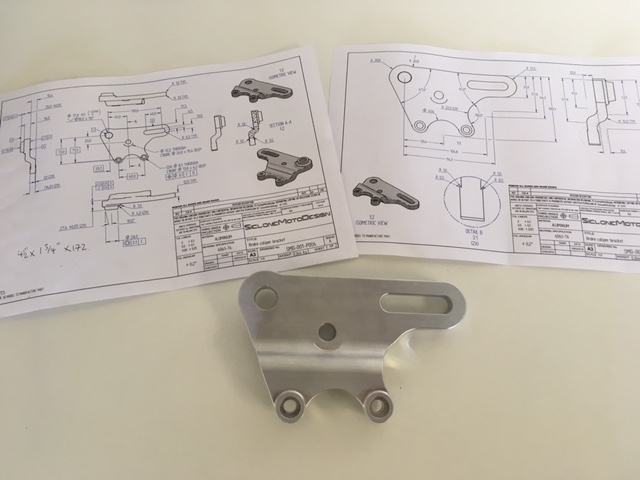 Custom fabricated rear brake caliper bracket, CNC porn!