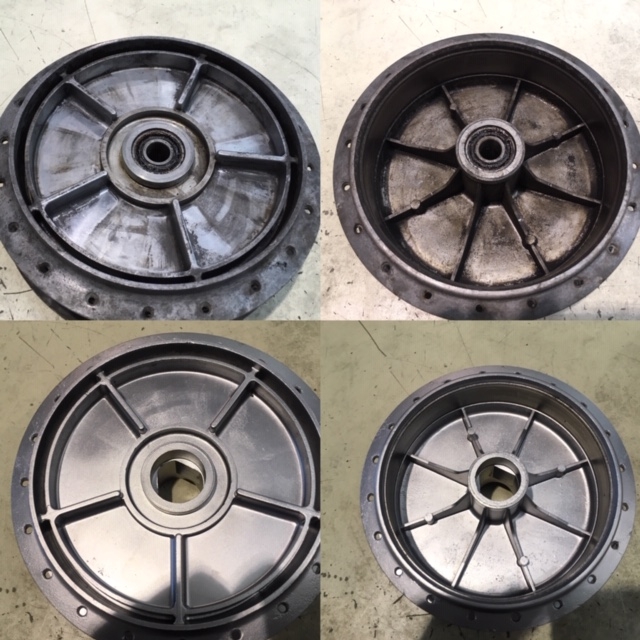 '76 Ducati GTS860 Rear Brake Hub Before and After Vapour Blasting