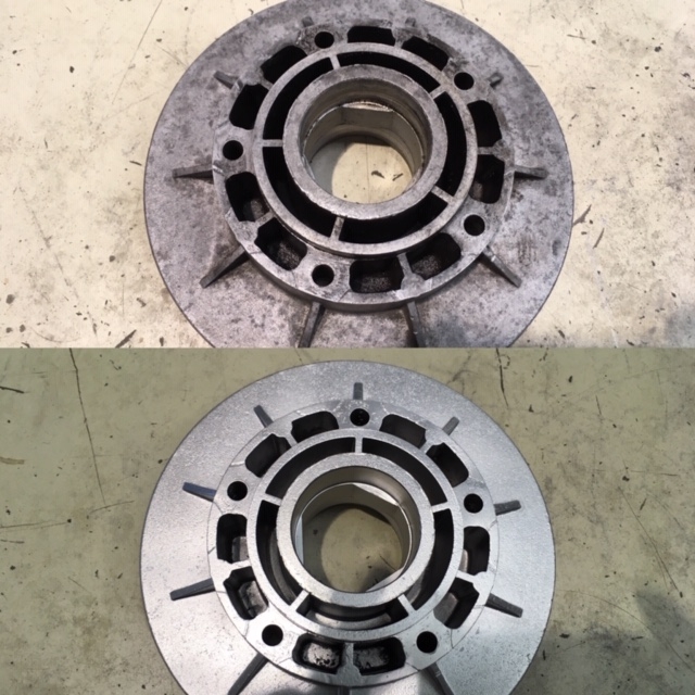'76 Ducati GTS860 Wheel Hub Before and After Vapour Blasting