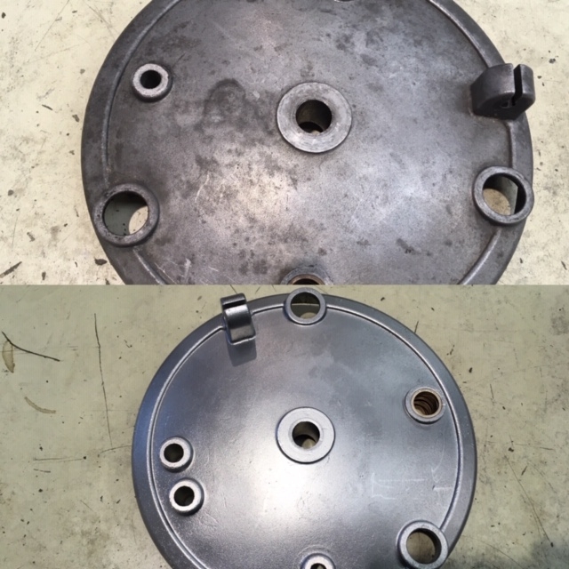 '76 Ducati GTS860 Rear Brake Hub Outer Before and After Vapour Blasting