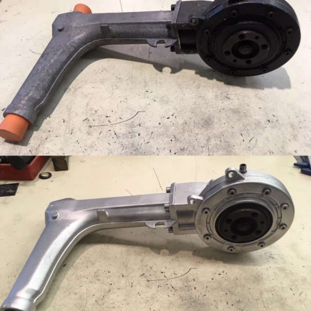 BMW K100 Swingarm Before and After Vapour Blasting