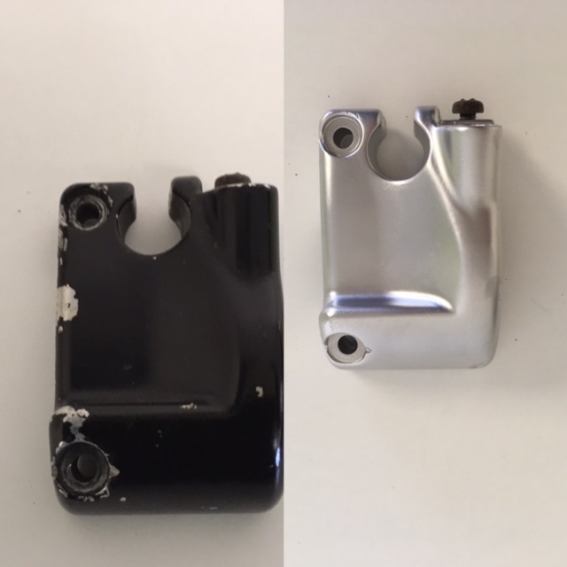 Classic Suzuki switch gear housing, before and after vapour blasting