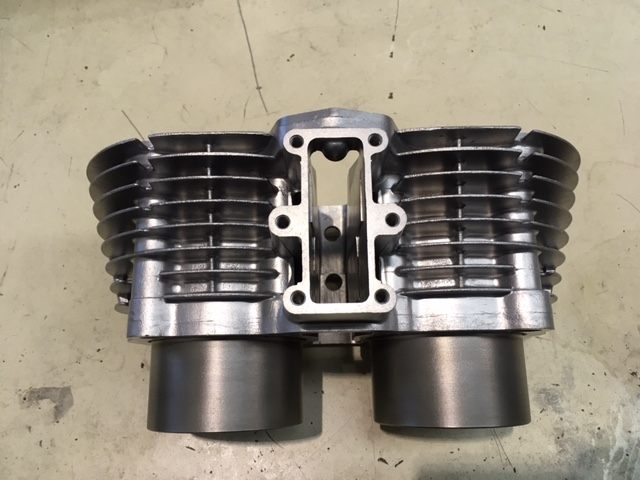 Yamaha XS650 Cylinder Barrels after Vapour Blasting