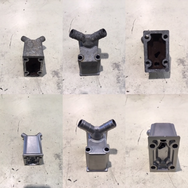 Yamaha XS650 Breather Box, Before and After Vapour Blasting