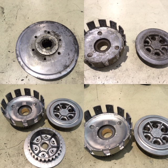 Yamaha XS650 Clutch Assembly, before and after vapour blasting