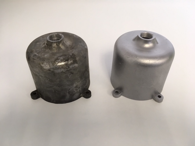 SU Carburettor Top Before and After Vapour Blasting