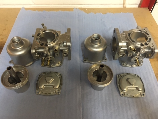 Pair of SU Carbs after Vapour Blasting